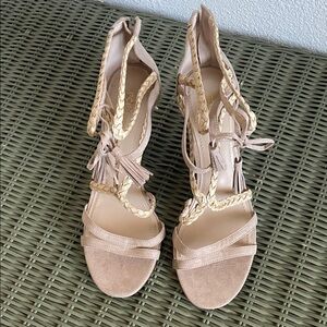 BCBGeneration Tan Braided Heels